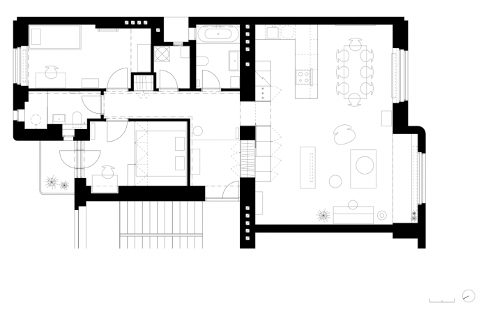 Lenka Míková Architect, Byt U Tří růží, půdorys – foto