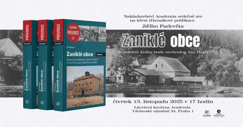13. listopadu proběhne křest Zaniklých obcí v Literární kavárně Academia.