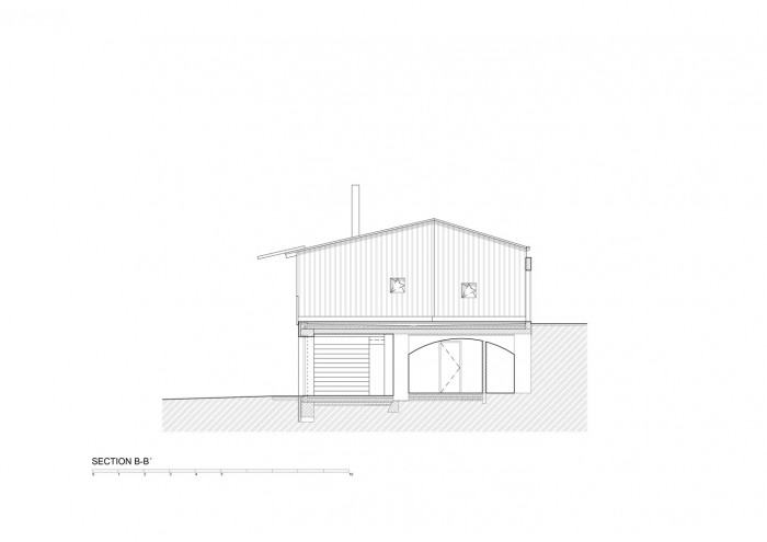 Dům za zdí, řez, Mjölk architekti