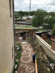 Altán městské knihovny ve Vamberku, výstavba.