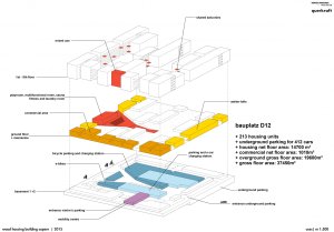 Seestadt Aspern, bytový komplex D12, schéma funkcí, Querkraft