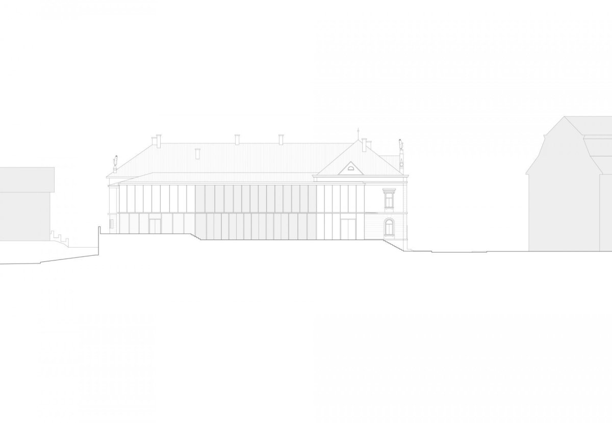 Revitalizace areálu Sokolovny v Rokycanech, Rusina Frei architekti / Martin Rusina, Martin Frei, Gabriela Sládečková, pohled východ