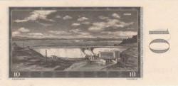 Oravská přehrada na rubu desetikorunové bankovky z roku 1960.
