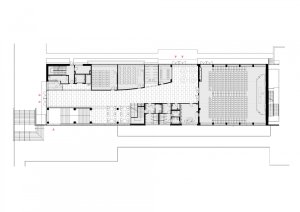 Pavilon IMPAKT MFF UK, majo architekti, půdorys 2NP