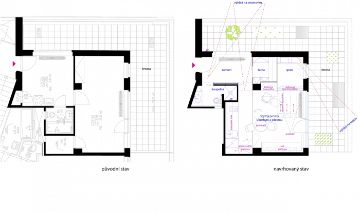 BY architects, Byt pro spisovatele, půdorys - foto