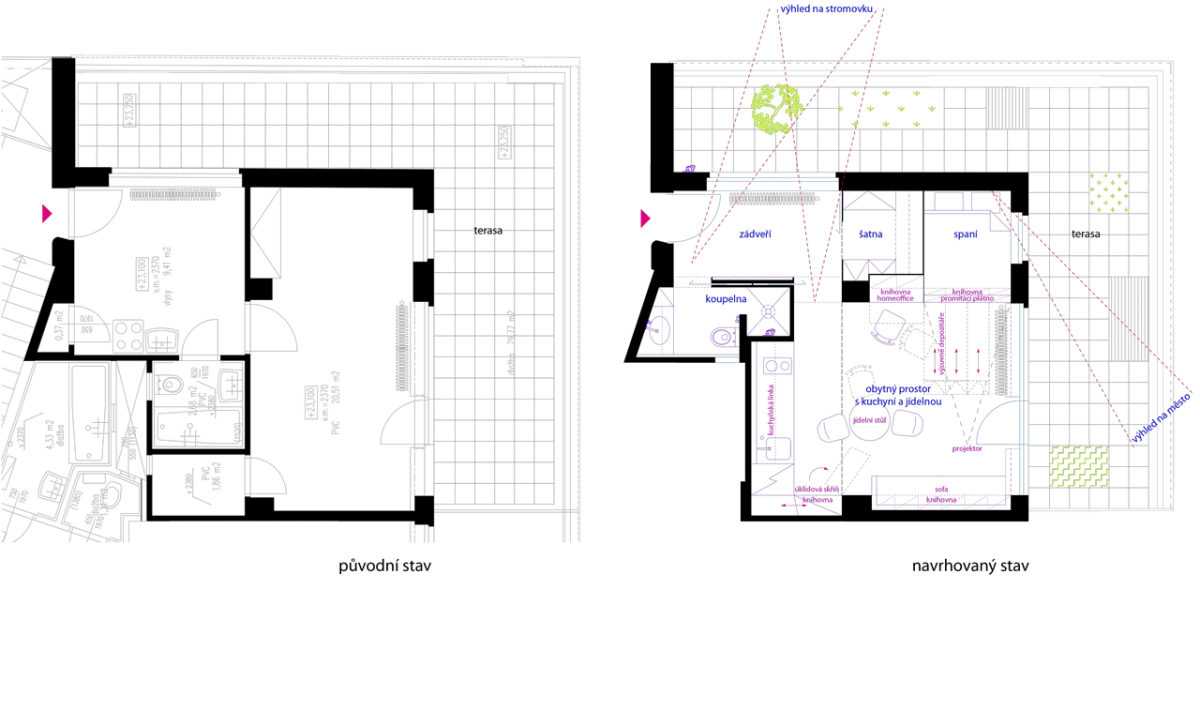 BY architects, Byt pro spisovatele, půdorys - foto
