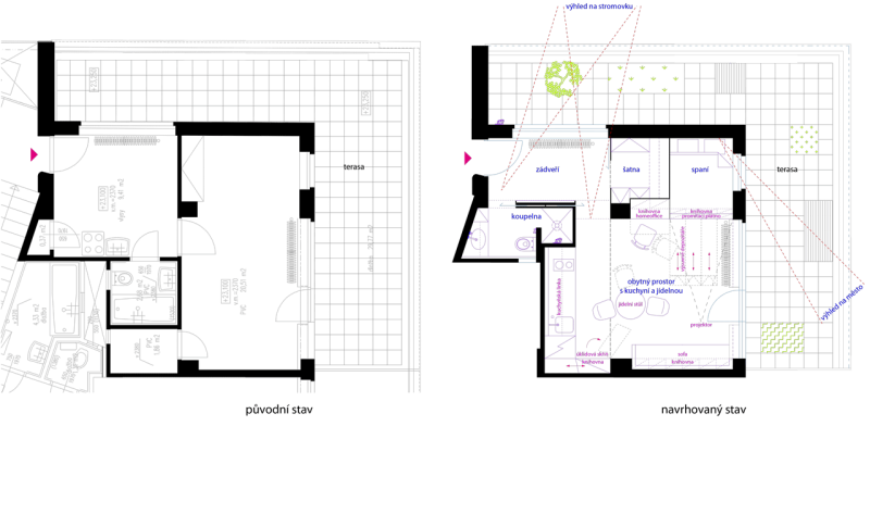 BY architects, Byt pro spisovatele, půdorys - foto