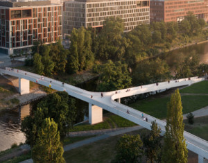 Atelier Bridge Structures (Petr Tej, Jan Mourek) & Blank architekti (Marek Blank), Štvanická lávka (HolKa), Praha, 2022–2023