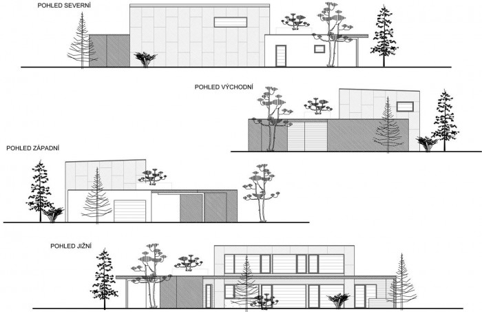 Pasivní RD v Borku u Českých Budějovic, Ing. Josef Vostracký - pohledy