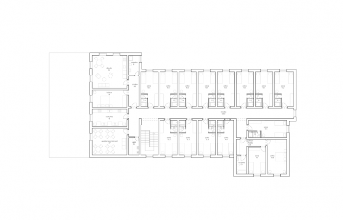 Edit!, Sportovní areál Blanice, Vodňany, půdorys 2. NP – foto