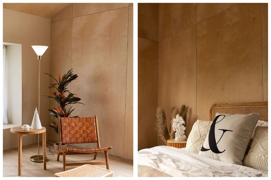 Březová překližka dodá prostoru jedinečnou atmosféru.