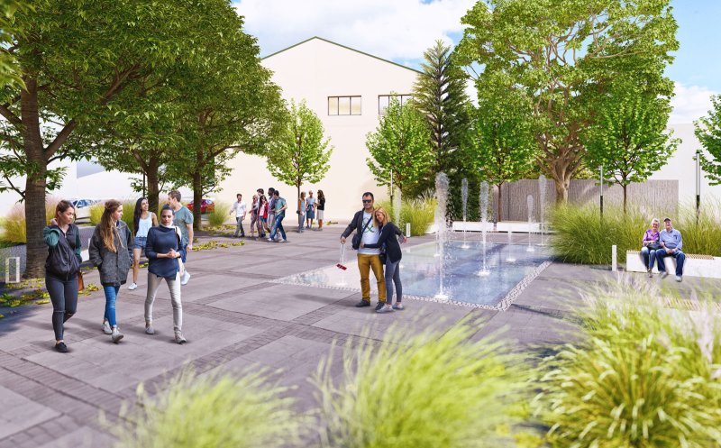 Vítězný návrh v architektonicko-urbanistické soutěži „Potenciál města Žďár nad Sázavou“, vizualizace, MS Plan s.r.o.