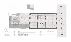 Vítězný návrh Centra současného umění a architektury v Českých Budějovicích od studií AFF Architekten + Malý Chmel, půdorys 1NP