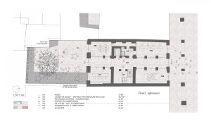 Vítězný návrh Centra současného umění a architektury v Českých Budějovicích od studií AFF Architekten + Malý Chmel, půdorys 1NP