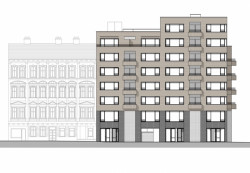 Polyfunkční dům Bratislavská, pohled z Bratislavské ulice, RAW