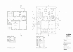 Mjölk architekti, Byt Na půdě, půdorys 2. NP, návrh a stávající stav – foto