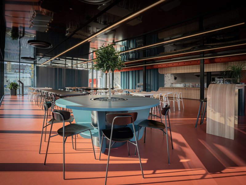 Mjölk architekti ve spolupráci s interiérovou designérkou Jitkou Třmínkovou navrhli jídelnu děčínské firmy RYKO.