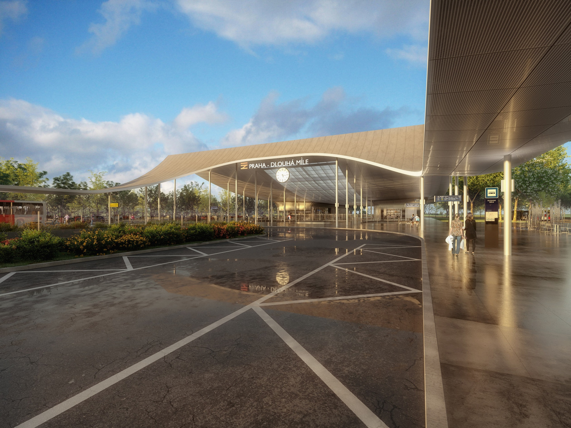 Terminál Dlouhá Míle na Praze 6 v blízkosti Letiště Václava Havla - vizualizace