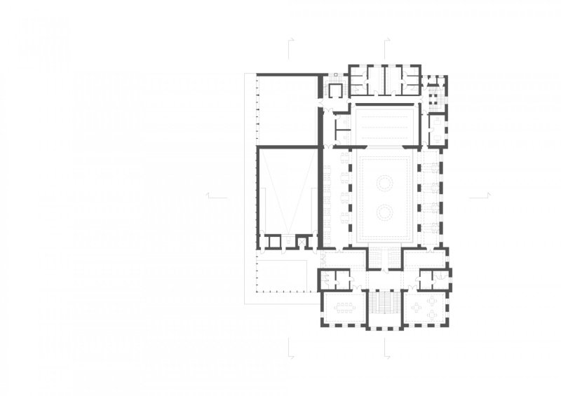 Revitalizace areálu Sokolovny v Rokycanech, Rusina Frei architekti / Martin Rusina, Martin Frei, Gabriela Sládečková, půdorys 2NP