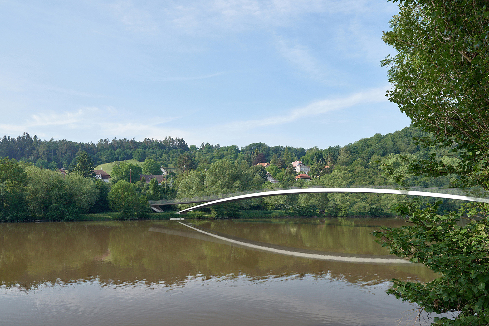 Architektonická soutěž na lávku přes Berounku v Hlásné Třebáni, 1. místo, Stráský, Hustý a partneři, s.r.o.