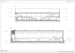 Zimní stadion v Teplicích, MISE a SIAL Architekti a inženýři, řezy