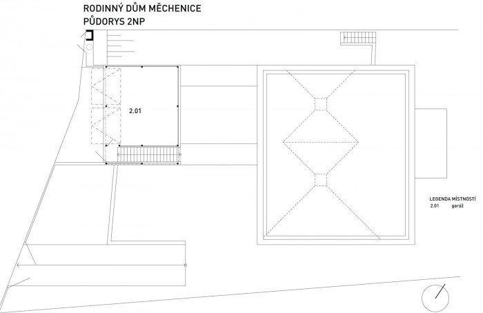 Rodinný dům v Měchenicích, OK Plan Architects - půdorys 2.N.P.