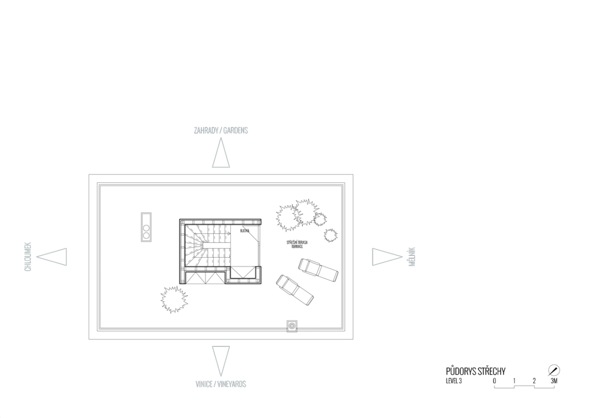 skutek architecture, Rodinný dům Mělník, půdorys 3. NP – foto