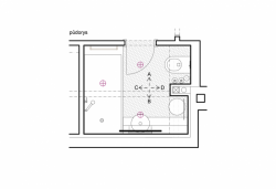 Formafatal, A&G byt Vinohrady, bílá koupelna, půdorys – foto