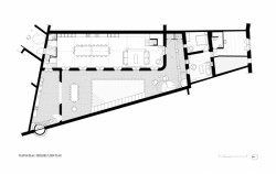 Proměna bývalé továrny na čokoládu v rezidenční objekt, půdorys 1NP, Anna & Eugeni Bach