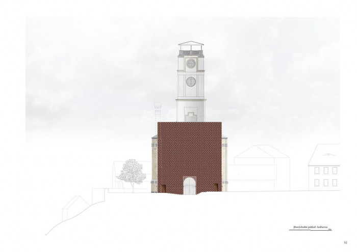 Jiří Lukáš, Centrum Jablonného v Podještědí, kostel/knihovna, pohled JV – foto