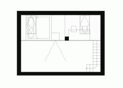 Mooza architecture, Interiér mezonetového bytu v Holešovicích, půdorys druhého patra - foto