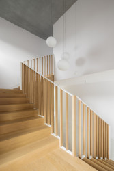 Rodinný dům v Záhorských sadech v Bratislavě, ARCHITEKTI mikulaj & mikulajova: Pohled do schodišťové haly