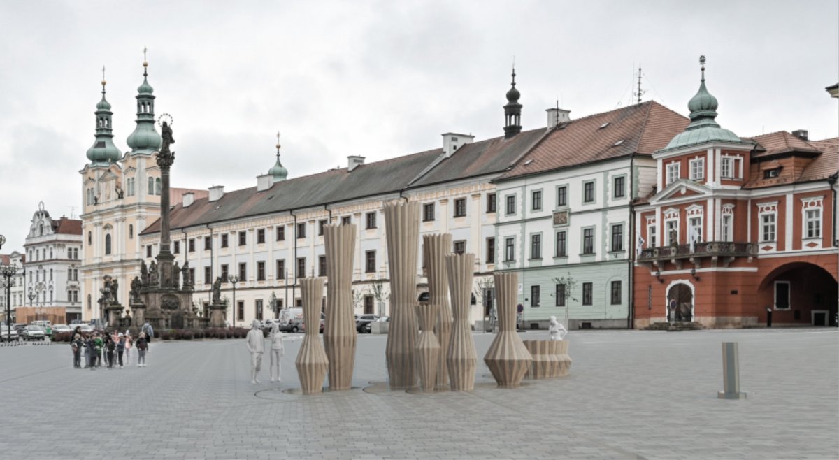 Vizualizace vítězného návrhu na novou kašnu na hradeckém Velkém náměstí 