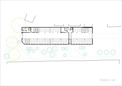 Půdorys 1. NP (Rezidence Starý pivovar v Brně-Králově Poli, Atelier RAW)
