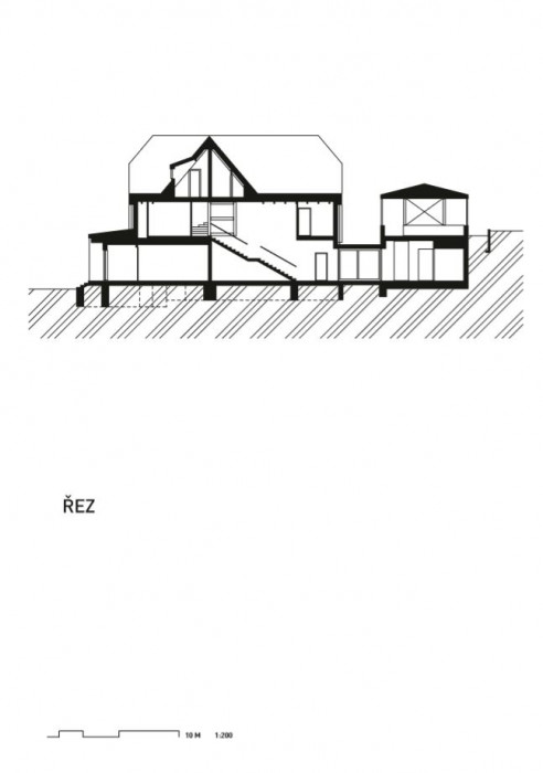 Chata Hradečanka, řez, OK PLAN ARCHITECTS