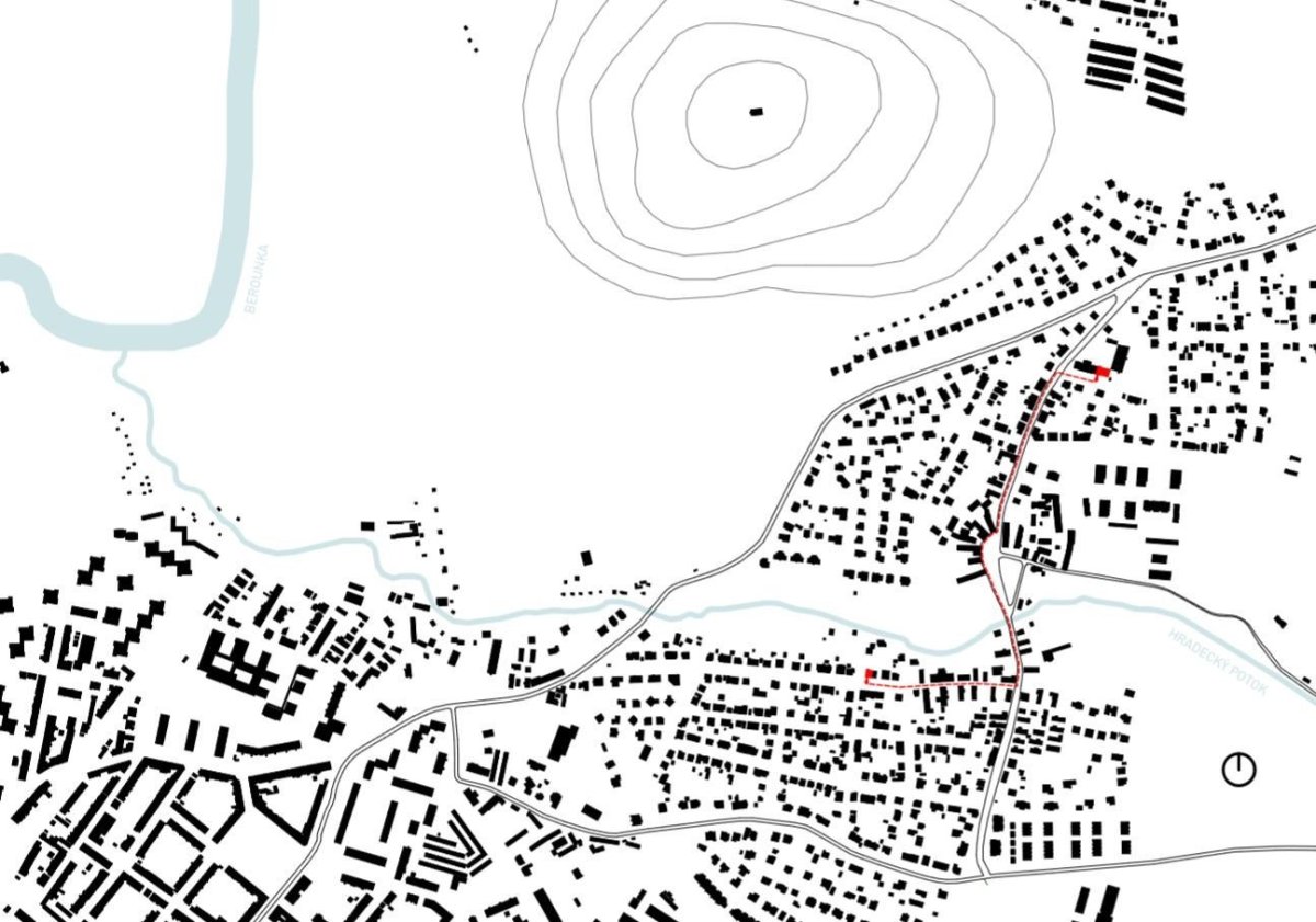 Přístavba školní družiny ZŠ Újezd v Plzni, situace širších vztahů, Projectstudio8
