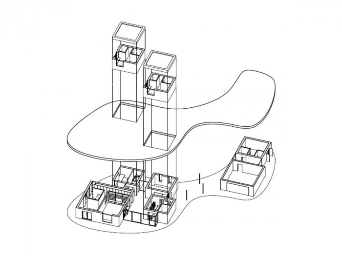 Lesní vila, axonometrie, Mjölk