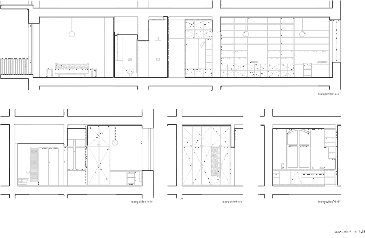 henkai architekti, byt pana doktora v Opavě, řezy navrženého stavu M 1:50 - foto