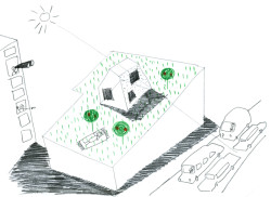 Koncepční skica (Nástavba se zahradou v Praze-Dejvicích, Nácházel architekti)