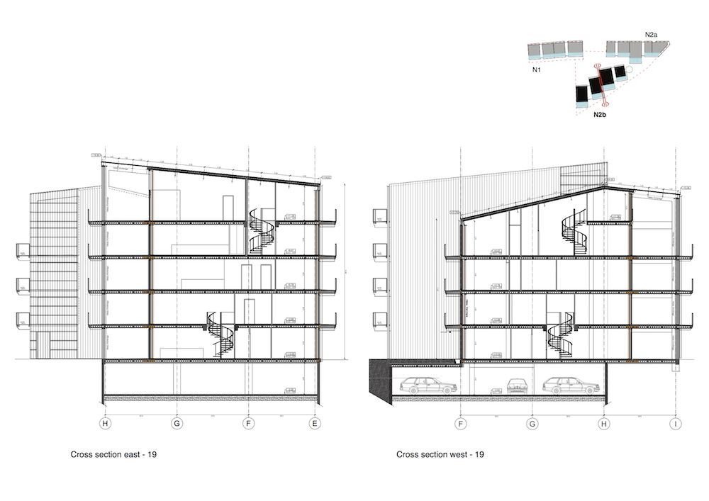 Lacaton & Vassal architectes, sociální byty v Mulhouse, řez, výkres