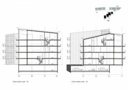 Lacaton & Vassal architectes, sociální byty v Mulhouse, řez, výkres
