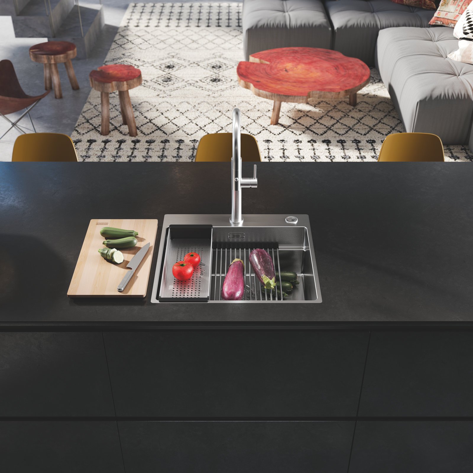 Nerezový dřez Box Center s horní montáží – tzv. plochý okraj