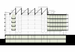 Tengbom, psychiatrická klinika v Uppsale, řez atriem, výkres