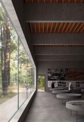 Vítězný návrh Památníku holokaustu Romů a Sintů v Letech od studia Terra Florida a Atelieru Světlík. Výstavní hala.