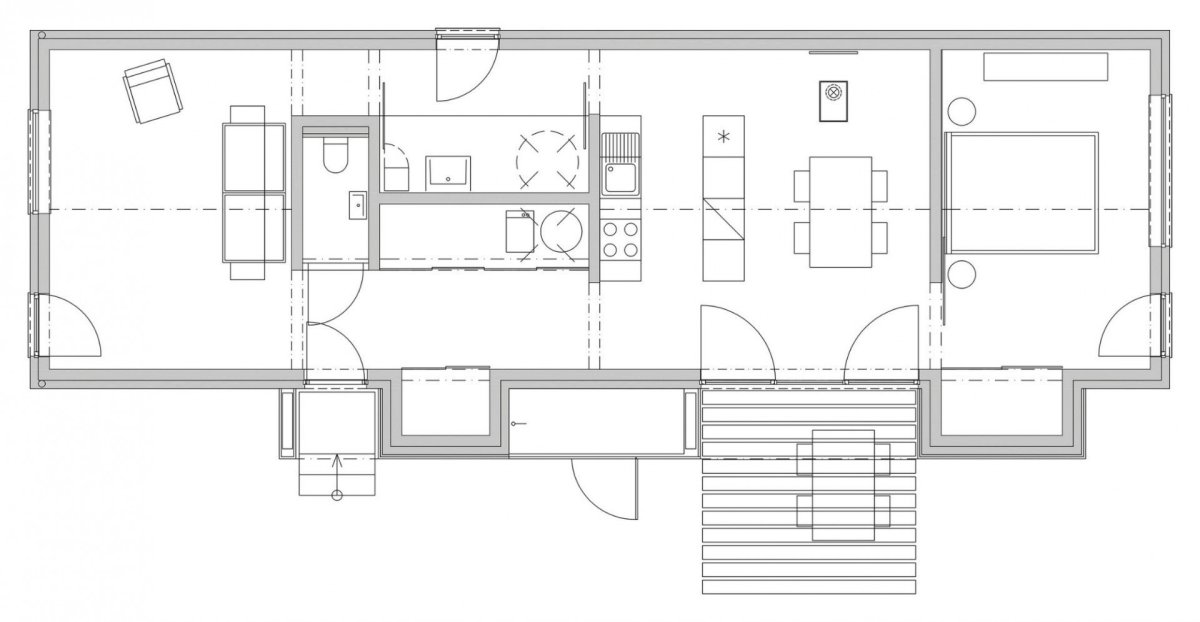 Dřevěný dům Lučatín, Jaro Krobot architekt, půdorys