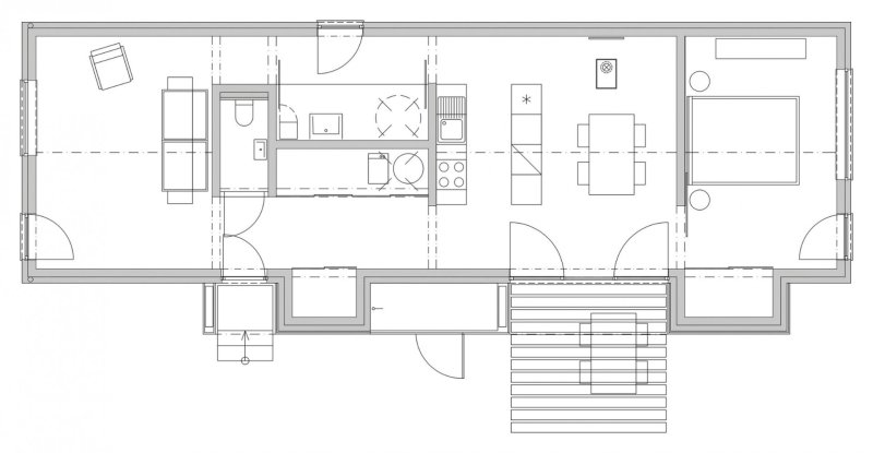 Dřevěný dům Lučatín, Jaro Krobot architekt, půdorys