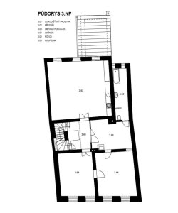 Rekonstrukce měšťanského domu č.p. 38 v Příboře, půdorys 3NP, ADHJ