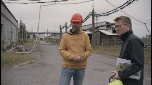 Starosta Trojanovic Jiří Novotný s architektem Kamilem Mrvou (snímek k filmu Muž, který sázel domy)