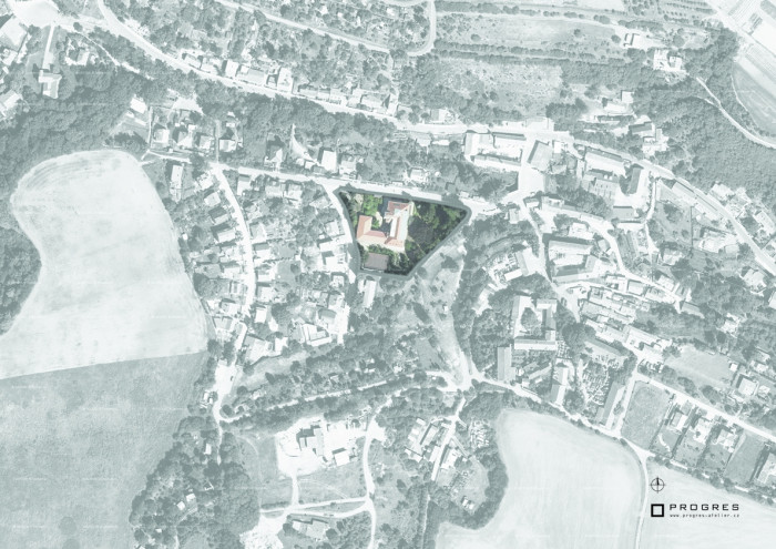 Základní škola Járy Cimrmana v Lysolajích, ortofotomapa, Progres Ateliér