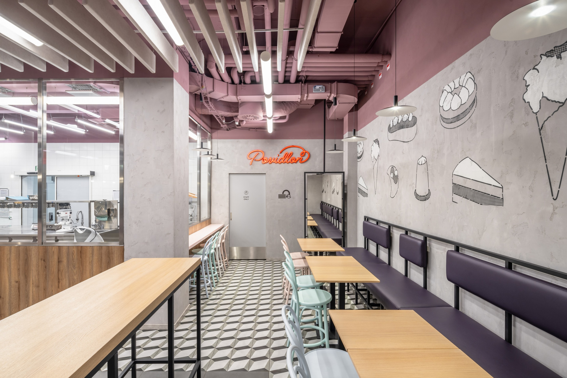 Interiér cukrárny Povidloň v Lipně nad Vltavou od studia A8000